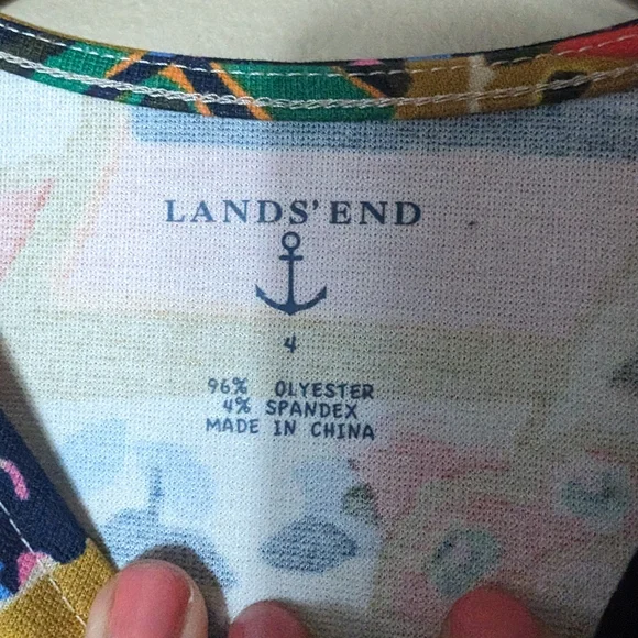 Lands' End Girls Multi Color All Over Paisley Print Ruffle Sleeve Dress size 4t - Picture 3 of 6